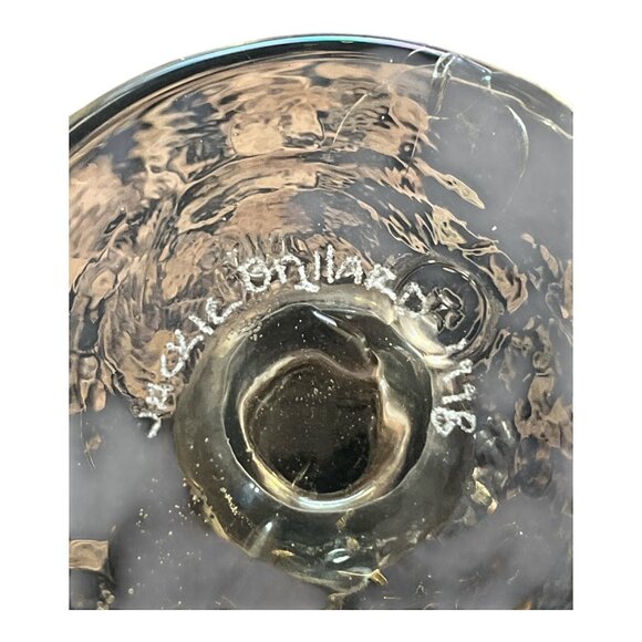 Handmade Jackie Brillard Signed Art Glass Goblet – 1998 – Purple Bowl & Clear Ba - Picture 2 of 7